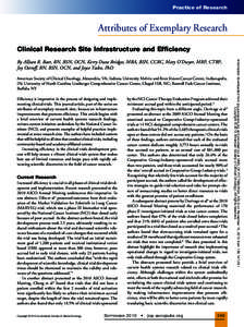 Practice of Research  Attributes of Exemplary Research Clinical Research Site Infrastructure and Efficiency  American Society of Clinical Oncology, Alexandria, VA; Indiana University Melvin and Bren Simon Cancer Center, 