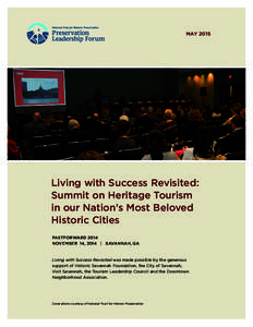 MAYLiving with Success Revisited: Summit on Heritage Tourism in our Nation’s Most Beloved Historic Cities