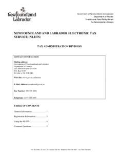 Public finance / Tax / Newfoundland and Labrador / Internal Revenue Service / Personal identification number / Business / Public economics / Taxation in Canada / Taxation in the United States / Finance