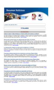 Jueves 4 de abril de 2013 TITULARES ECONOMÍA Gobierno pide a COB flexibilizar su posición sobre alza salarial (La Razón) El Gobierno pidió a la COB que flexibilice su posición respecto al incremento salarial que pro