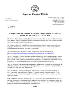 Supreme Court of Illinois 222 North LaSalle Street, 13th Floor Chicago, IllinoisTelephoneMobileFax