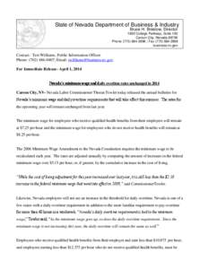 State of Nevada Department of Business & Industry Bruce H. Breslow, Director 1830 College Parkway, Suite 100 Carson City, Nevada[removed]Phone[removed] | Fax[removed]business.nv.gov