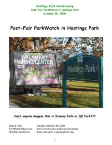 Hastings Park Conservancy ParkWatch
