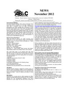 NEWS November 2012 Chairman – Russell Anderson, Unit 2/3, Sterling Ind Est, Carwood, Castleford, WF10 4PS Secretary - Graham Smith: “Stoneycroft” Godsons Lane Napton Southam Warks CV47 8LX Tel & Fax[removed] ==