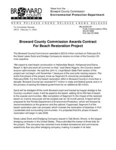 News from the[removed]Broward County Commission Environmental Protection Department .