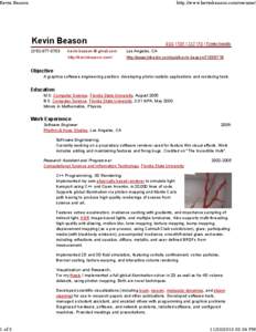 Kevin Beason  1 of 3 http://www.kevinbeason.com/resume/