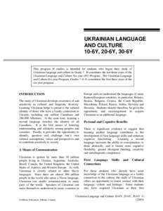 Ukrainian Language and Culture 10S-20S-30S