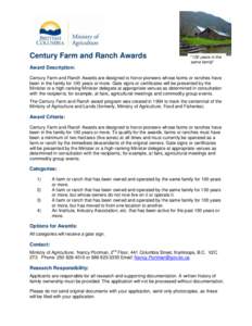 Century Farm and Ranch Awards