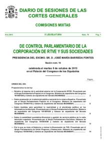 Diario de Sesiones de Comisiones Mixtas de Control Parlamentario de la Corporación de RTVE y sus Sociedades