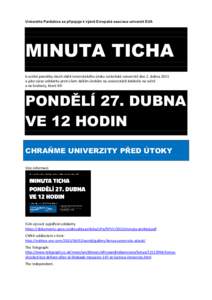 Univerzita Pardubice se připojuje k výzvě Evropské asociace univerzit EUA  MINUTA TICHA k uctění památky všech obětí teroristického útoku na keňské univerzitě dne 2. dubna 2015 a jako výraz solidarity pro