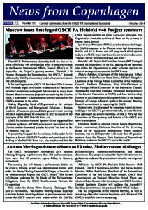 News from Copenhagen Number 537 Current Information from the OSCE PA International Secretariat  1 October 2014