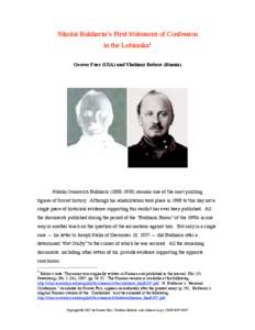 Nikolai Bukharin’s First Statement of Confession in the Lubianka1 Grover Furr (USA) and Vladimir Bobrov (Russia)
