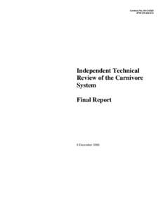 Contract No. 00-C-0328 IITRI CR[removed]Independent Technical Review of the Carnivore System