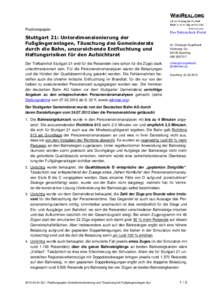 Positionspapier  Stuttgart 21: Unterdimensionierung der Fußgängeranlagen, Täuschung des Gemeinderats durch die Bahn, unzureichende Entfluchtung und Haftungsrisiken für den Aufsichtsrat