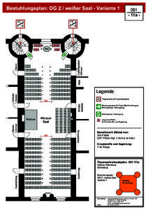 Bestuhlungsplan: OG 2 / weißer Saal - Variante 1 +1 + 13