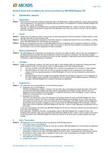 Page 1 of 5  General terms and conditions for service provision by ARCADIS Belgium NV A.  Substantive aspects