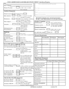 NNE CARDIOVASCULAR DISEASE STUDY GROUP Anesthesia Registry SS# Date of Surgery USE ADDRESSOGRAPH if possible