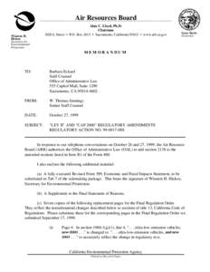 Rulemaking: Memorandum LEV II and CAP 2000 Regulatory Amendments Regulatory Action No08S
