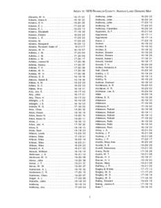 INDEX  TO 1878 FRANKLIN COUNTY , KANSAS LAND OWNERS MAP Anthony, John . . . . . . . . . . . . . . . . . . .