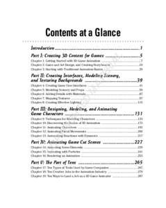 Contents at a Glance Introduction .................................................................1 AL  Part I: Creating 3D Content for Games ..........................5