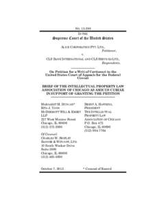 Microsoft Word - Alice v  CLS Bank - IPLAC Amicus Brief on Petition for Certiorari