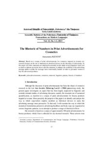 Buletinul Ştiinţific al Universităţii „Politehnica” din Timişoara Seria Limbi moderne Scientific Bulletin of the Politehnica University of Timişoara Transactions on Modern Languages Vol. 12, No. 1-2, 2013