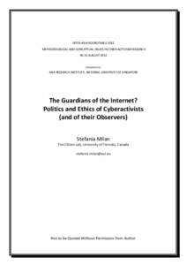 INTER-ASIA ROUNDTABLE 2012 METHODOLOGICAL AND CONCEPTUAL ISSUES IN CYBER ACTIVISM RESEARCHAUGUST 2012 ORGANISED BY