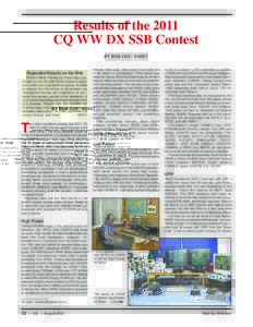 Results of the 2011 CQ WW DX SSB Contest BY BOB COX,* K3EST Expanded Results on the Web Editor’s Note: Having so many logs submitted for the CQ WW SSB Contest is great,
