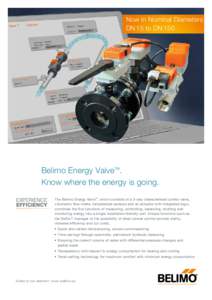 Now in Nominal Diameters DN 15 to DN 150 Belimo Energy ValveTM. Know where the energy is going. The Belimo Energy ValveTM, which consists of a 2-way characterised control valve,