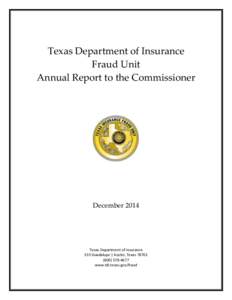 Texas Department of Insurance Fraud Unit Annual Report to the Commissioner