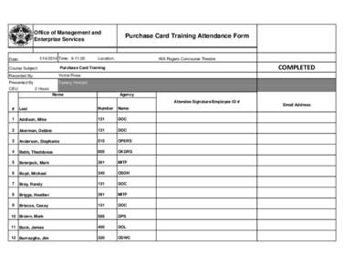 Purchase Card Training Attendance Form