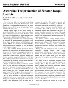 World Socialist Web Site  wsws.org Australia: The promotion of Senator Jacqui Lambie