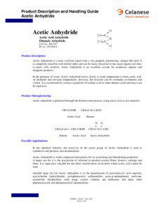 Product Description and Handling Guide Acetic Anhydride