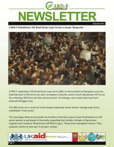 NEWSLETTER  September 2013 CARD-F Establishes 708 Small Scale Layer Farms in Kama, Nangarhar