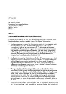 29th July 2003 Mr. William Prasifka Commission for Aviation Regulation Alexandra House, 3rd Floor Earlsfort Terrace Dublin 2