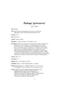 Package ‘growcurves’ July 2, 2014 Type Package Title Bayesian semi and nonparametric growth curve models that additionally include multiple membership random effects. Version[removed]