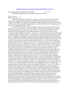 Southern Campaigns American Revolution Pension Statements & Rosters Pension Application of Griffeth Dickenson S20896 GA VA Transcribed and annotated by C. Leon Harris. Revised 29 Aug[removed]State of Virginia }