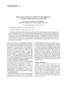 Indian Journal of Chemistry Vol. 38A, June 1999, pp[removed]Kinetics and mechanism of oxidation of hydroxylamine by 12-tungstocobaltate (III) ion in acetate buffer Bharti Goyal, Aditya Prakash & Raj N Mehrotra·