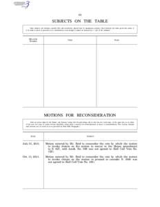 United States Senate / Motions / Cloture / Table / Standing Rules of the United States Senate /  Rule XXII / Standing Rules of the United States Senate /  Rule XIII / Parliamentary procedure / Motions that bring a question again before the assembly / Reconsideration of a motion