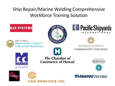Ship Repair/Marine Welding Comprehensive Workforce Training Solution Agenda • Background • Use of LMI