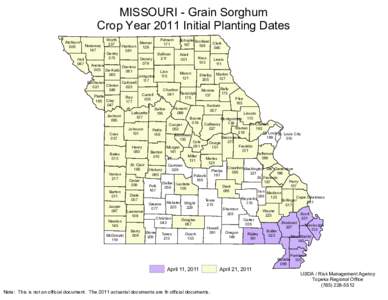 MISSOURI - Grain Sorghum Crop Year 2011 Initial Planting Dates Atchison 005 Holt 087