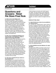 APHIS	 Animal Care Questions and Answers: Retail Pet Store Final Rule