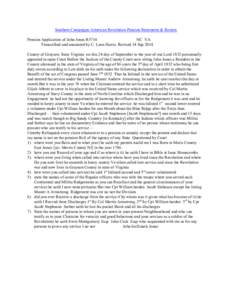 Southern Campaigns American Revolution Pension Statements & Rosters Pension Application of John Jones R5714 NC VA Transcribed and annotated by C. Leon Harris. Revised 14 Sep[removed]County of Grayson State Virginia on this