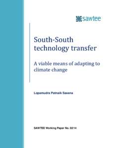 South-South technology transfer A viable means of adapting to climate change  Lopamudra Patnaik Saxena