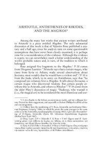 ARISTOTLE, ANTISTHENES OF RHODES, AND THE MAGIKOS* Among the many lost works that ancient writers attributed