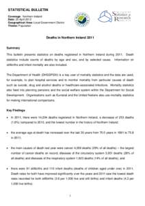 STATISTICAL BULLETIN Coverage: Northern Ireland Date: 25 April 2012 Geographical Area: Local Government District Theme: Population