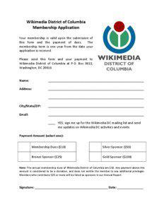   Wikimedia	
  District	
  of	
  Columbia	
   Membership	
  Application	
  