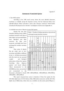 Appendix F  Assessment of associated species 1. List of fish species According to the 1993 trawl survey, where the most detailed taxonomic resolution is available among the Japanese surveys, the four dominant fishes were