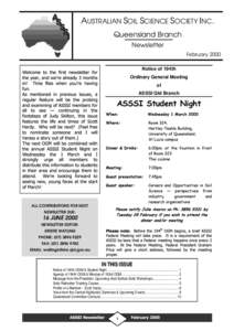 AUSTRALIAN SOIL SCIENCE SOCIETY INC. Queensland Branch Newsletter February 2000 Notice of 194th