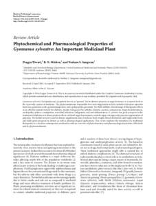 Phytochemical and Pharmacological Properties of Gymnema sylvestre: An Important Medicinal Plant